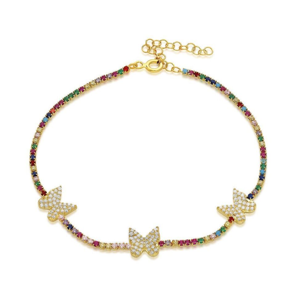 üç kelebekli renkli su yolu bileziği