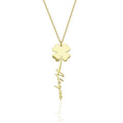 İsim kolyesi - el yazısıyla yazılmış ismin yazılı olduğu yonca kolye