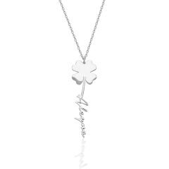 İsim kolyesi - el yazısıyla yazılmış ismin yazılı olduğu yonca kolye