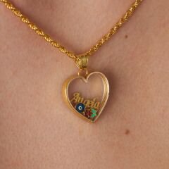 İsim kolyesi - kalp isimli şanslı kolye