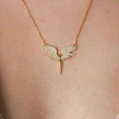 taşlı melek kanadı kolye