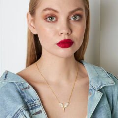 taşlı melek kanadı kolye