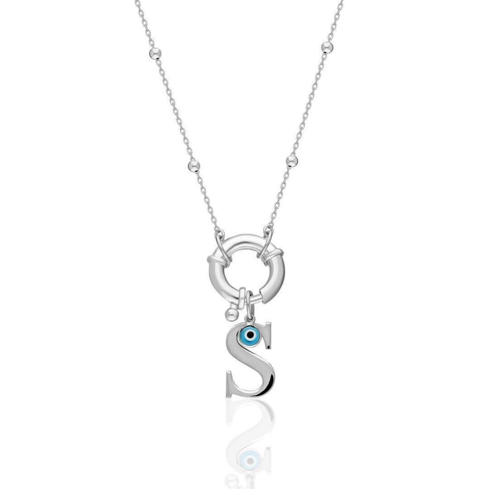 İsim Kolyesi Nazar İmzalı Kilit Kolyesi - 925 Ayar Gümüş