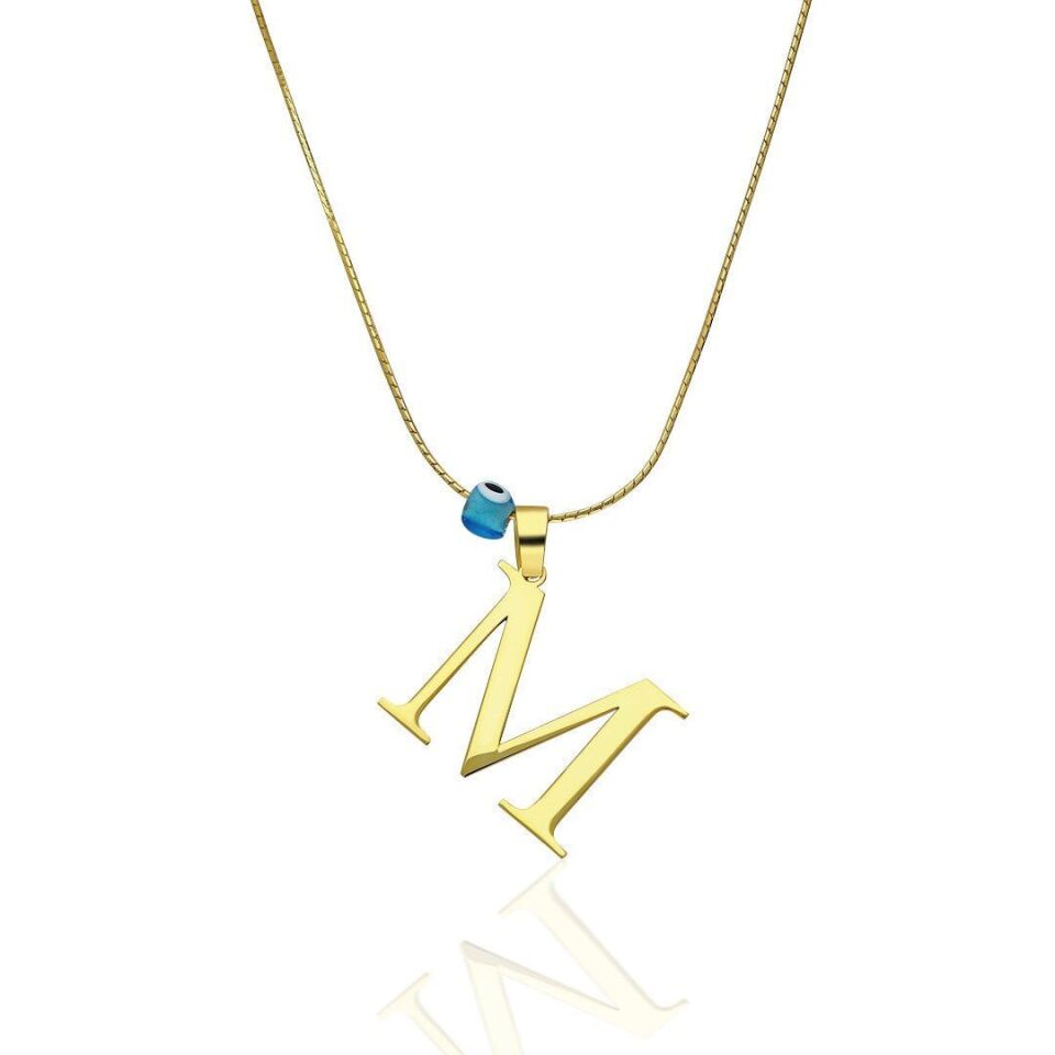 İsim Kolyesi Canavar Göz Yan Harf Kolye - 925 Ayar Gümüş