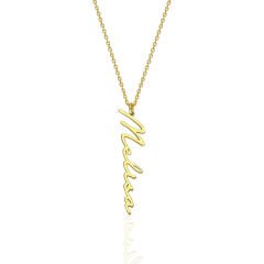 isim kolyesi - el yazısıyla yazılmış ismin yer aldığı dikey kolye