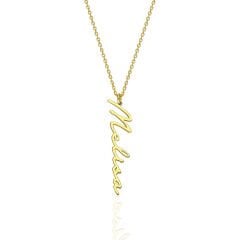 isim kolyesi - el yazısıyla yazılmış ismin yer aldığı dikey kolye