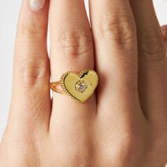 tek taşlı büyük kalp yüzük