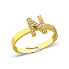 taşlı tek harfli yüzük