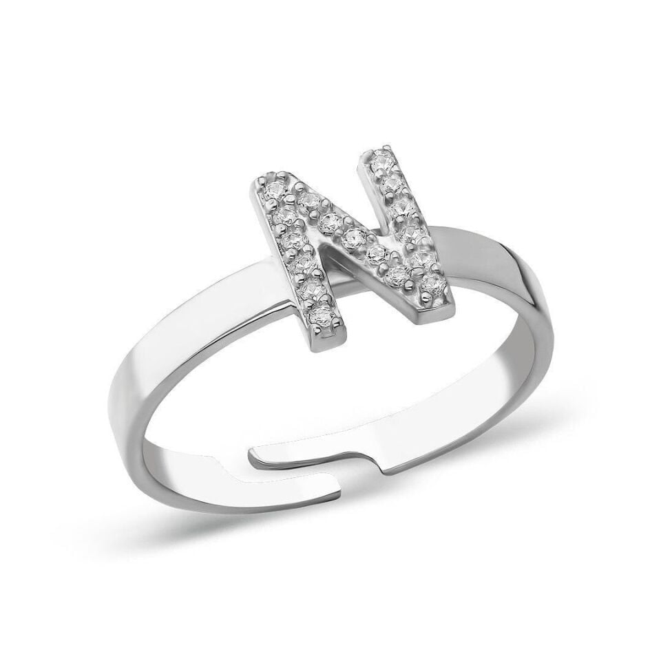 taşlı tek harfli yüzük