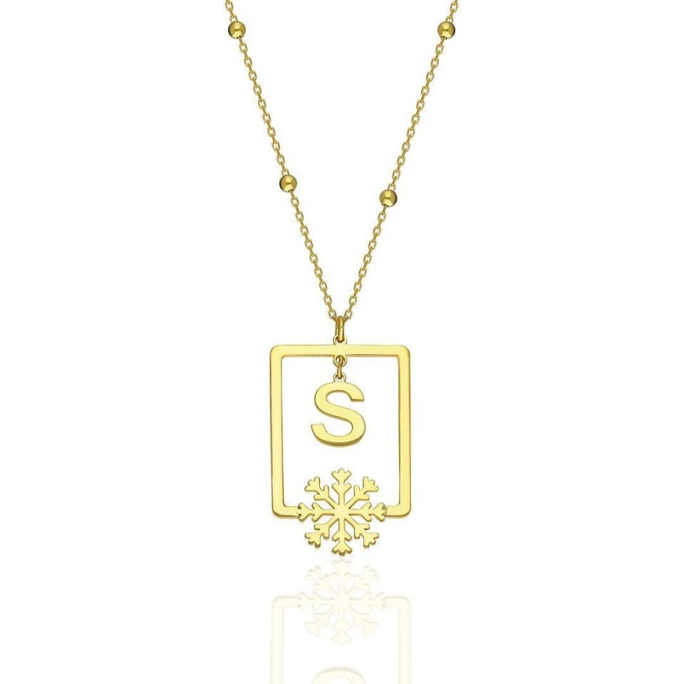 İsim Kolyesi Kar Taneleri Harf Kolyesi - 925 Ayar Gümüş
