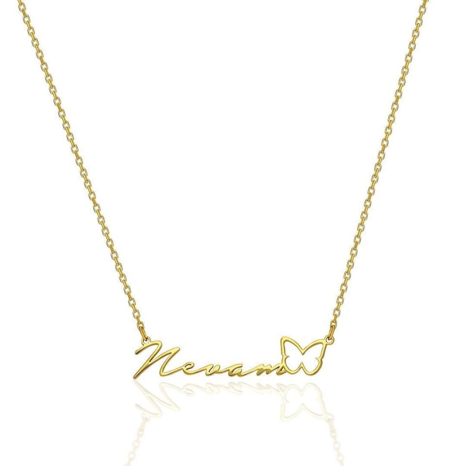 İsim Kolyesi Kelebek İsim Kolyesi - 925 Ayar Gümüş
