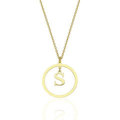 isim kolyesi - yuvarlak asılı harf kolyesi