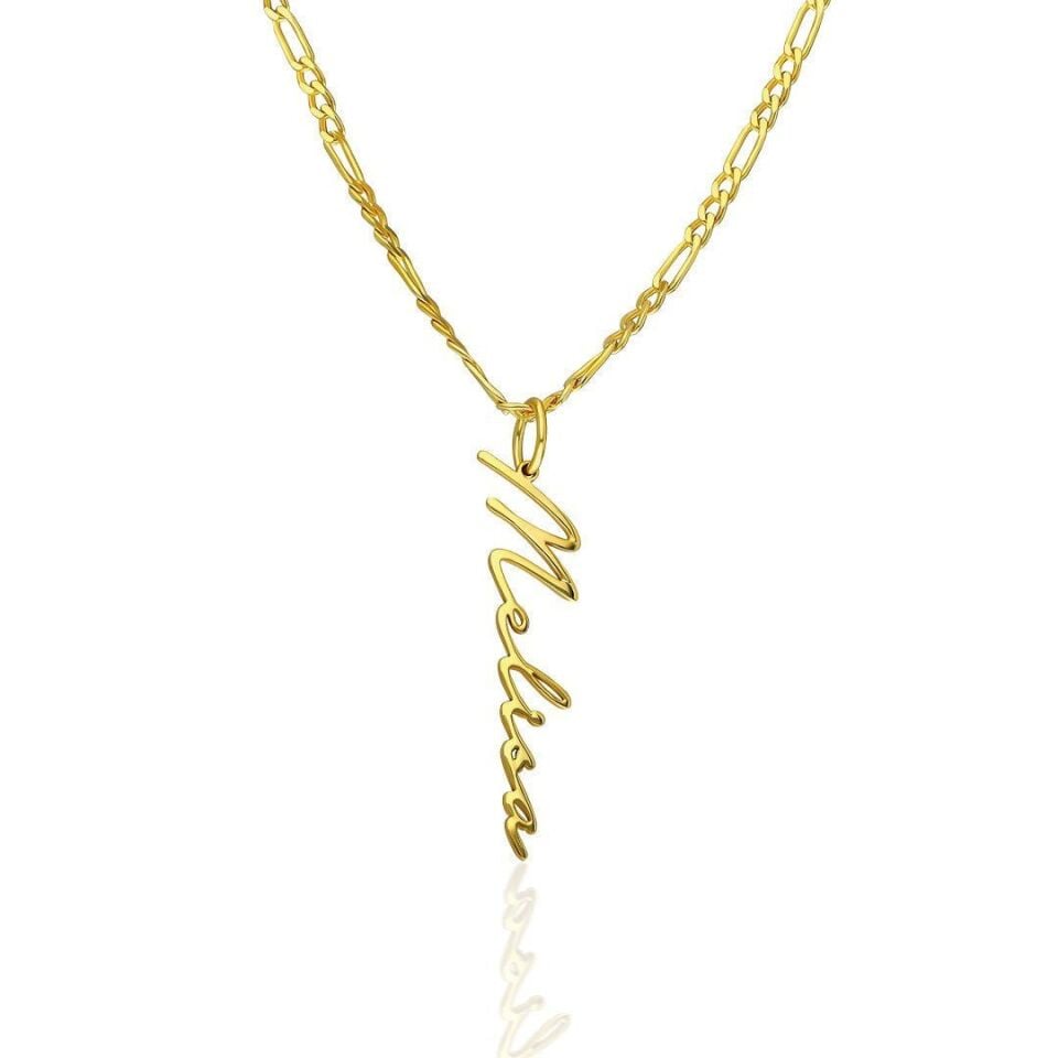 Dikey Tasarımlı İsim Kolyesi - 925 Ayar Gümüş