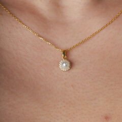 basit oval taş boncuk kolye