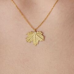 basit çınar yaprağı kolyesi