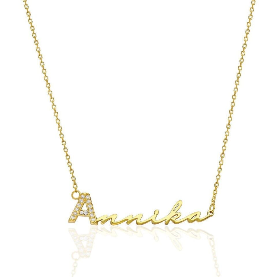 İsim Kolye Yatay Kolye İnce İsimli - 925 Ayar Gümüş